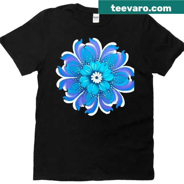 Detailed flower graphic on a T-shirt