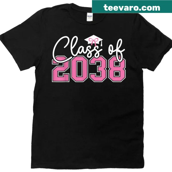 Cute Class Of 2038 Kindergarten t-shirt with pink bow design