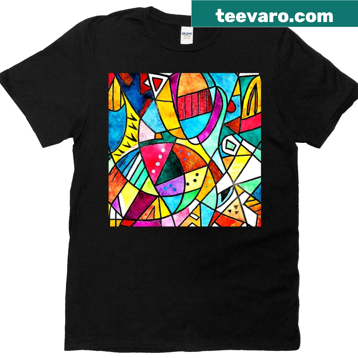 Abstract cubism shapes and designs t-shirt — on a men's t-shirt