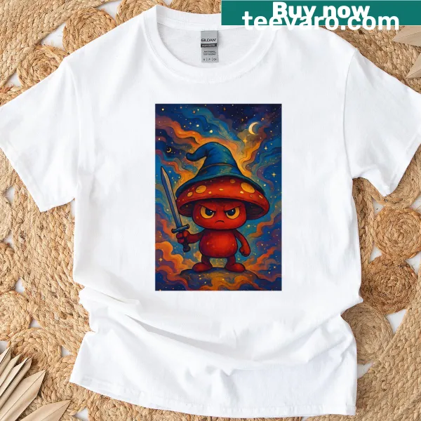 Cosmic knight graphic design on a t-shirt for fantasy lovers