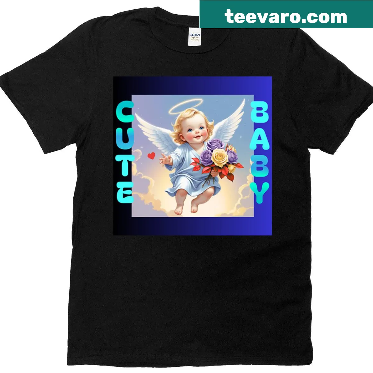 Cute Baby Heavenly Flowers t-shirt with playful graphic — on a men's t-shirt
