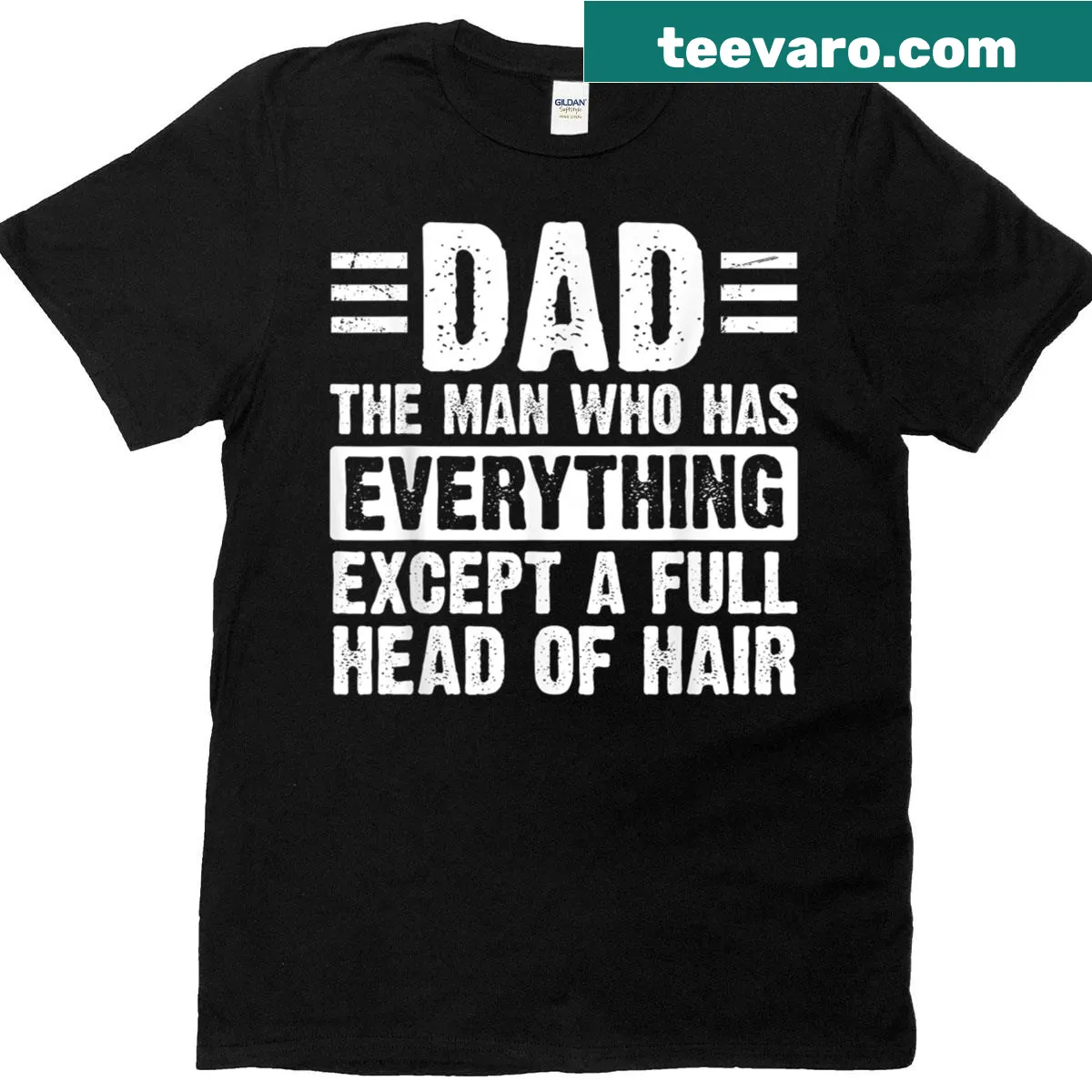 Funny dad shirt celebrating baldness with humor — on a men's t-shirt