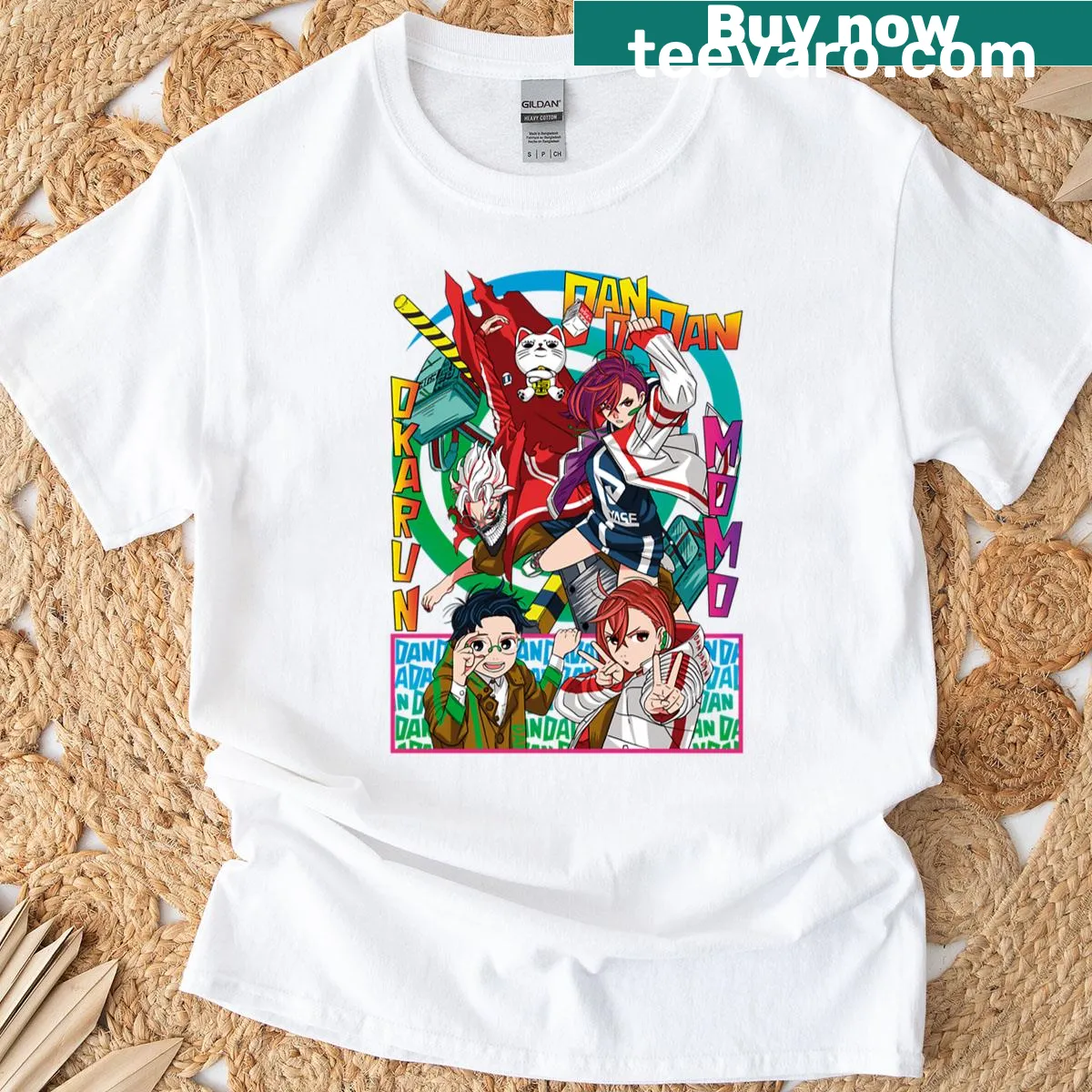 Anime-inspired shirt featuring Momo Ayase and Turbo Granny in retro style — on a men's t-shirt