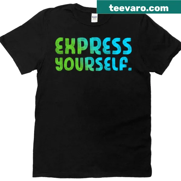 Abstract typography T-shirt promoting self-expression