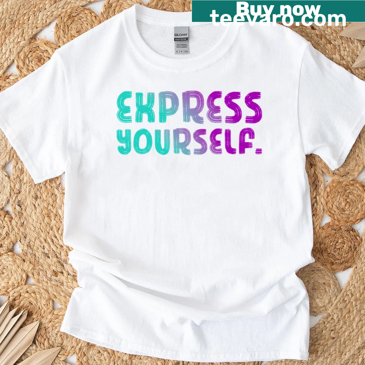 Abstract typography design encouraging self-expression on a t-shirt — on a men's t-shirt