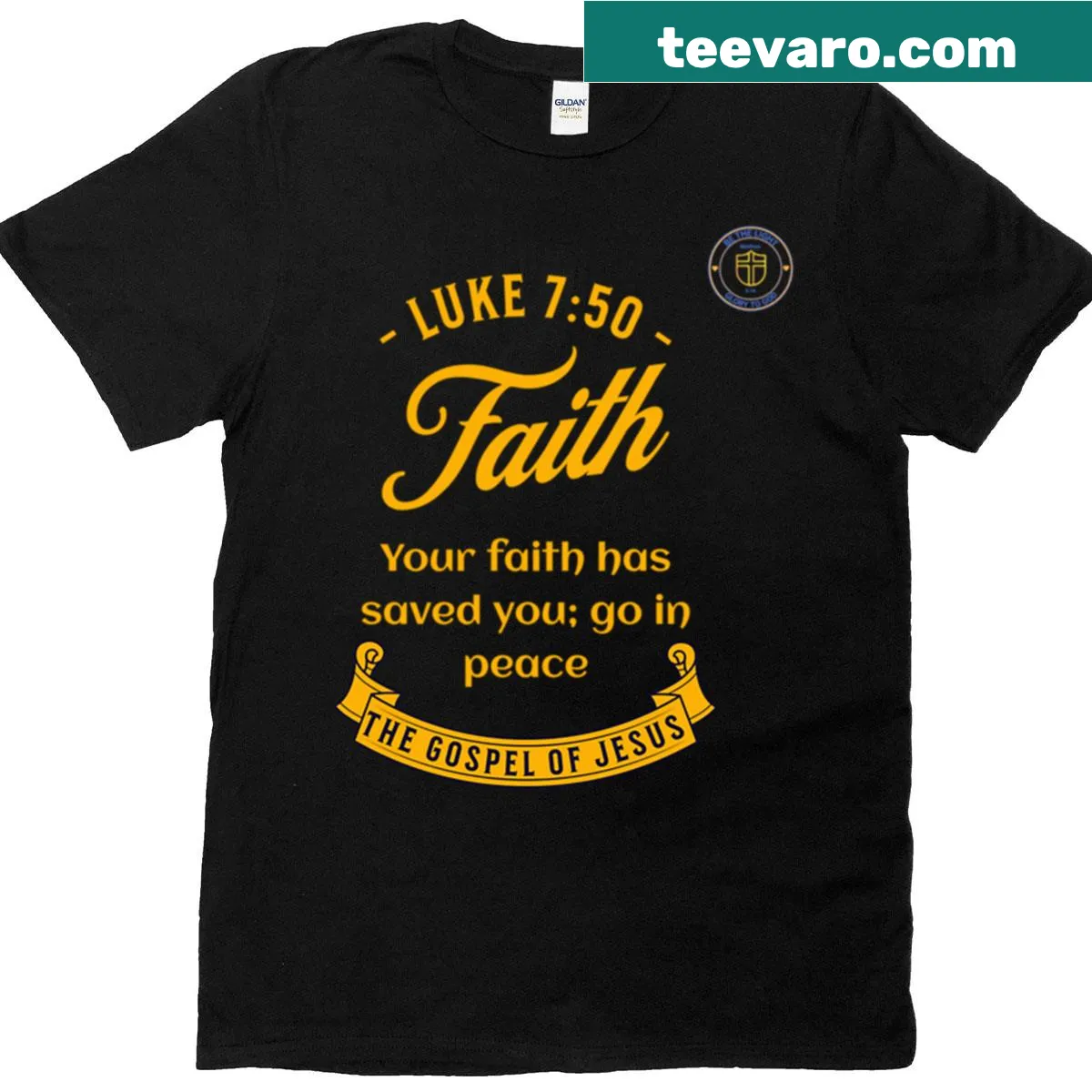 Christian T-shirt featuring a Bible quote from the Gospel of Luke — on a men's t-shirt