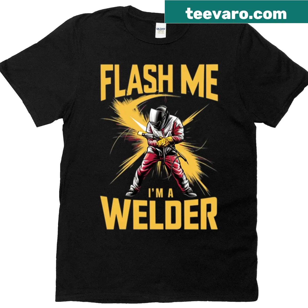 Vintage-style t-shirt featuring humorous welding text and graphic — on a men's t-shirt