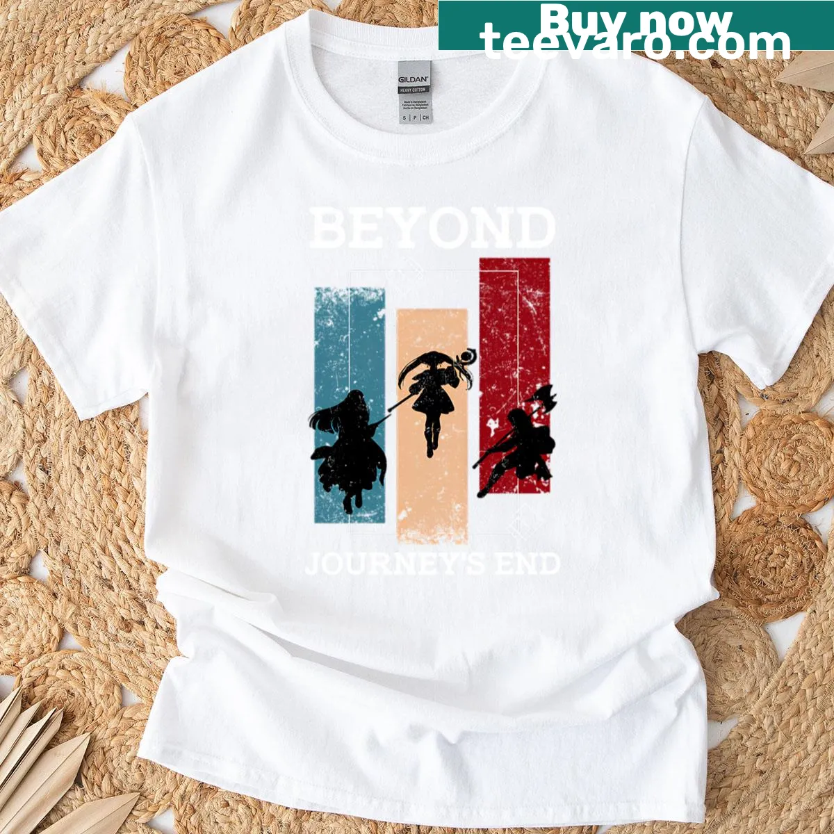 Anime-themed shirt featuring characters from Sousou No Frieren — on a men's t-shirt