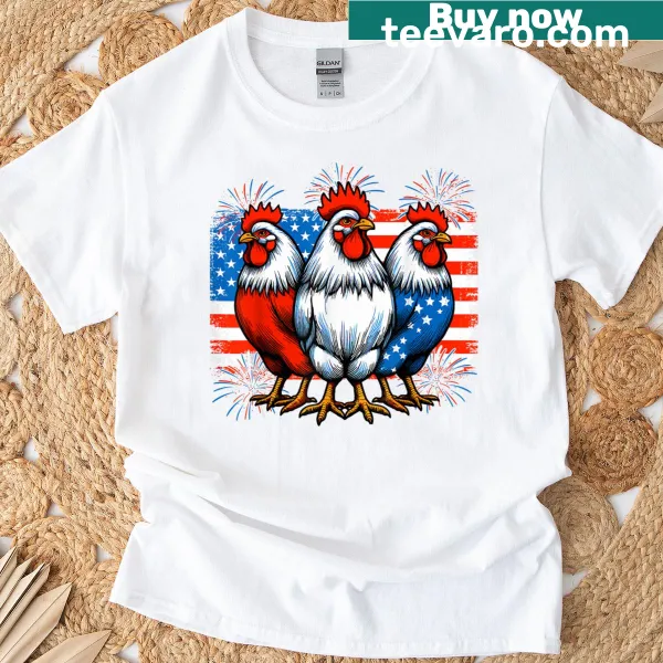 Patriotic chickens graphic T-shirt
