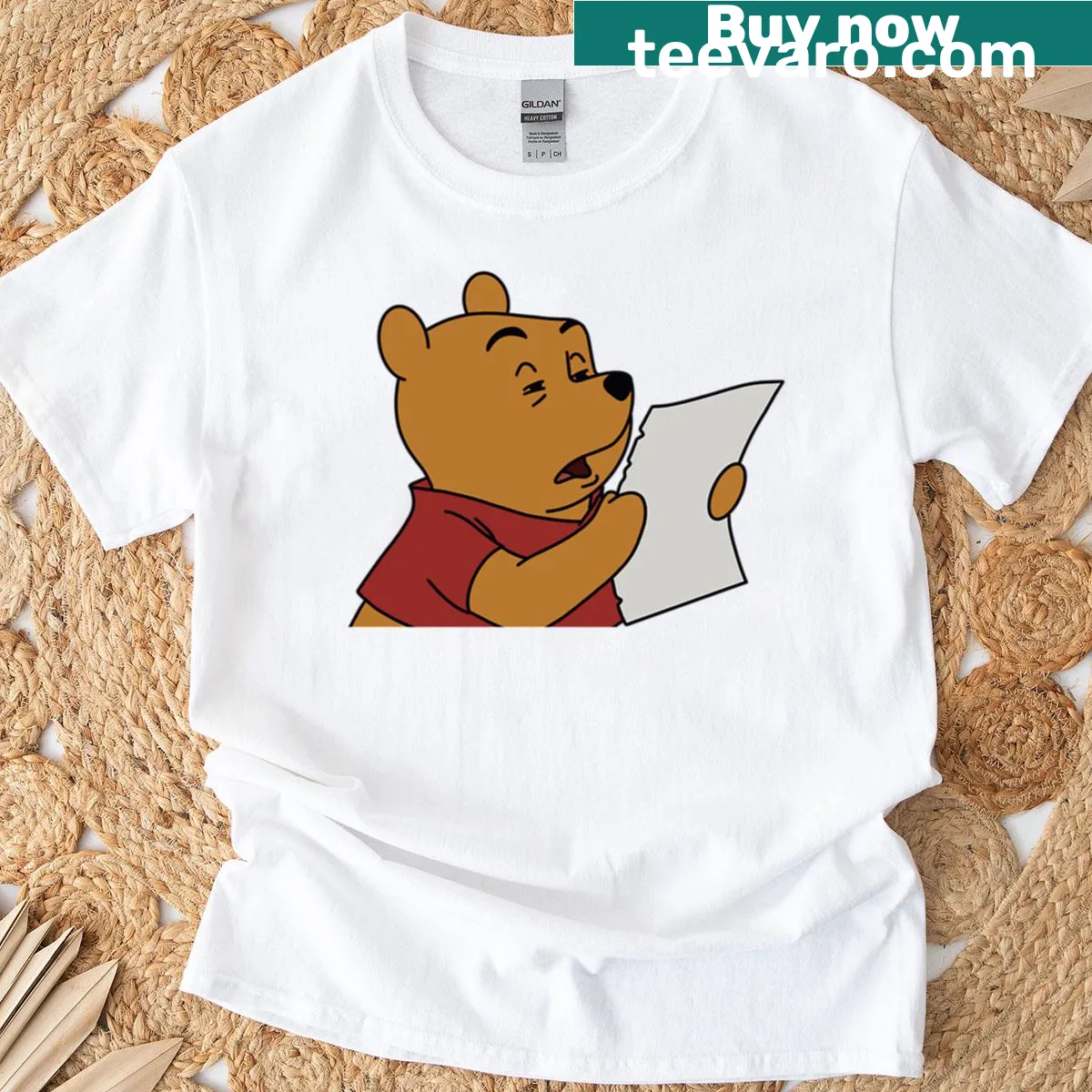 T-shirt with a whimsical illustration of a classic bear character — on a men's t-shirt