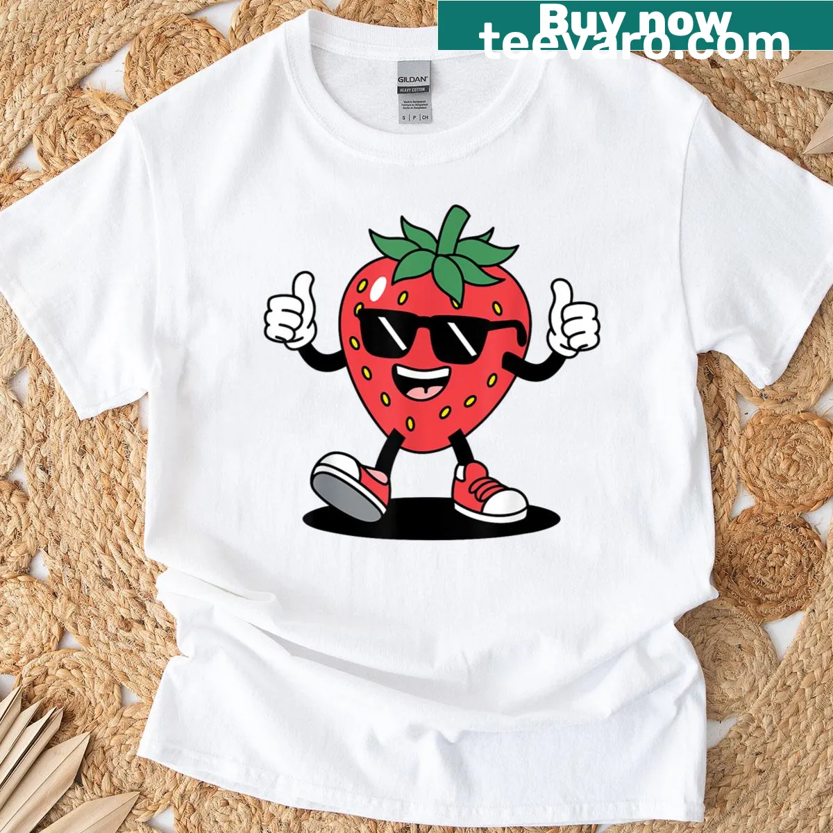 Funny strawberry illustration on T-shirt for fruit lovers — on a men's t-shirt