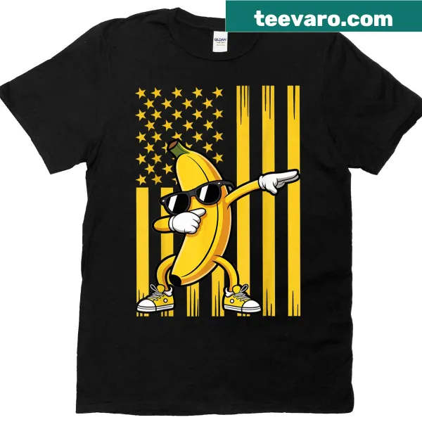 Funny dabbing banana t-shirt with American flag design