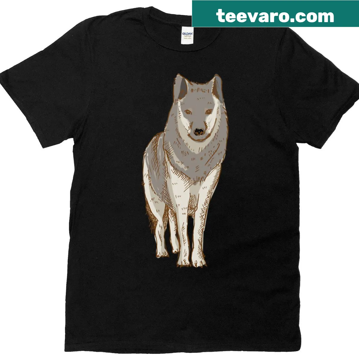 Vintage illustration of a wolf on a T-shirt — on a men's t-shirt