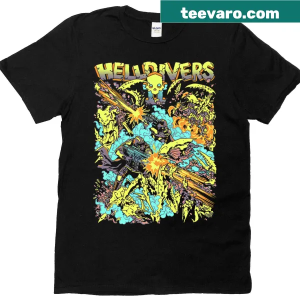 Helldivers 2 merchandise T-shirt featuring official game logo