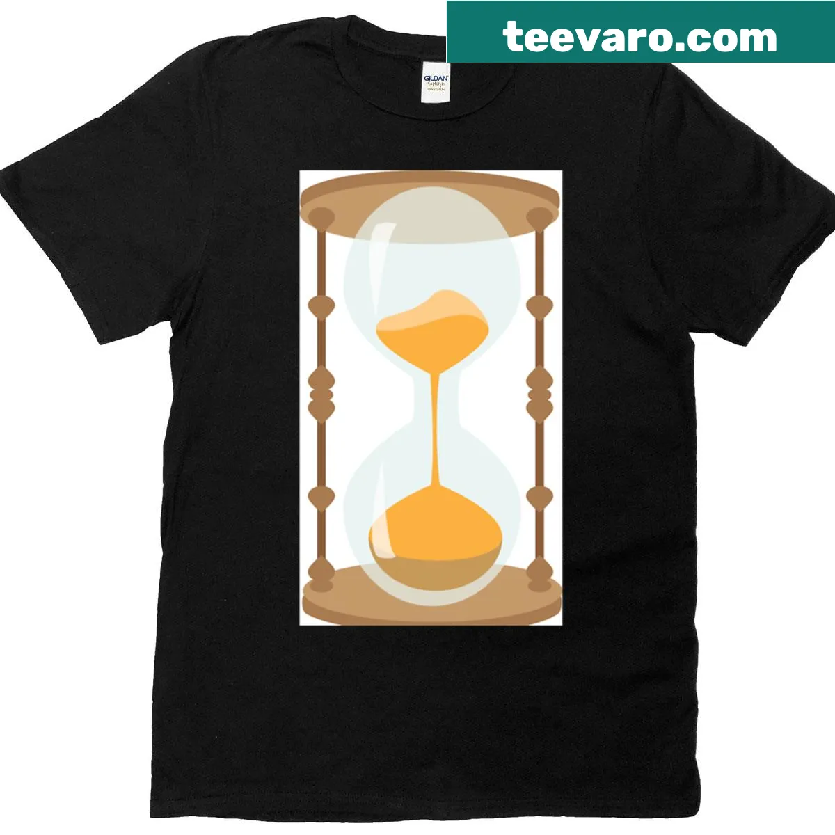 Minimalist T-shirt featuring an hourglass graphic — on a men's t-shirt