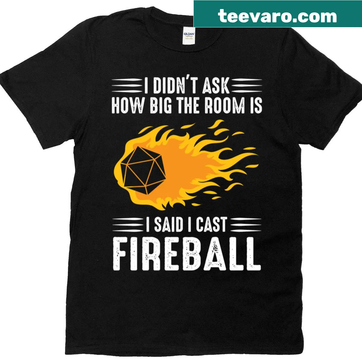 T-shirt featuring 'I Cast Fireball' text for tabletop RPG fans — on a men's t-shirt