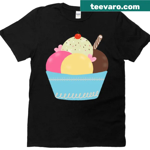 T-shirt with the phrase 'I Love Ice Cream' in playful typography