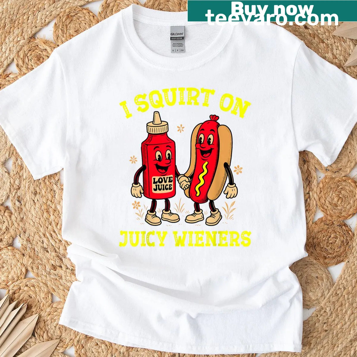 Edgy Fourth of July T-shirt with humorous hotdog slogan — on a men's t-shirt