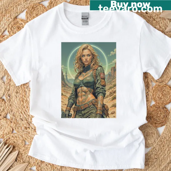 Illustration of a vintage pinup girl on a casual T-shirt