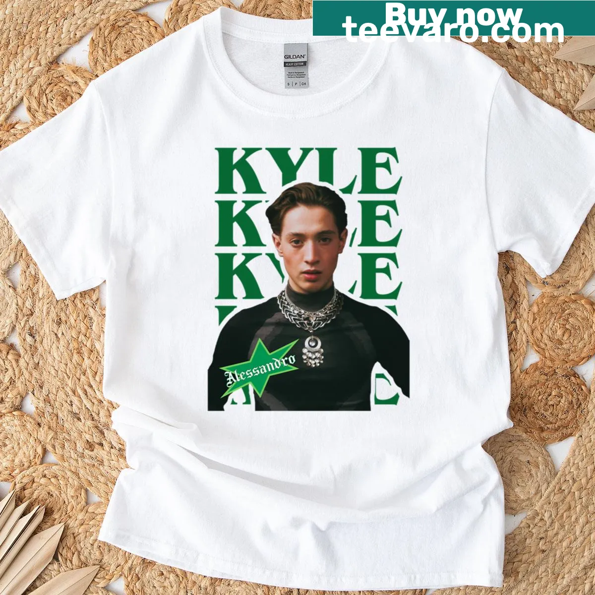 Minimalist T-shirt featuring Kyle Alessandro Eurovision design — on a men's t-shirt