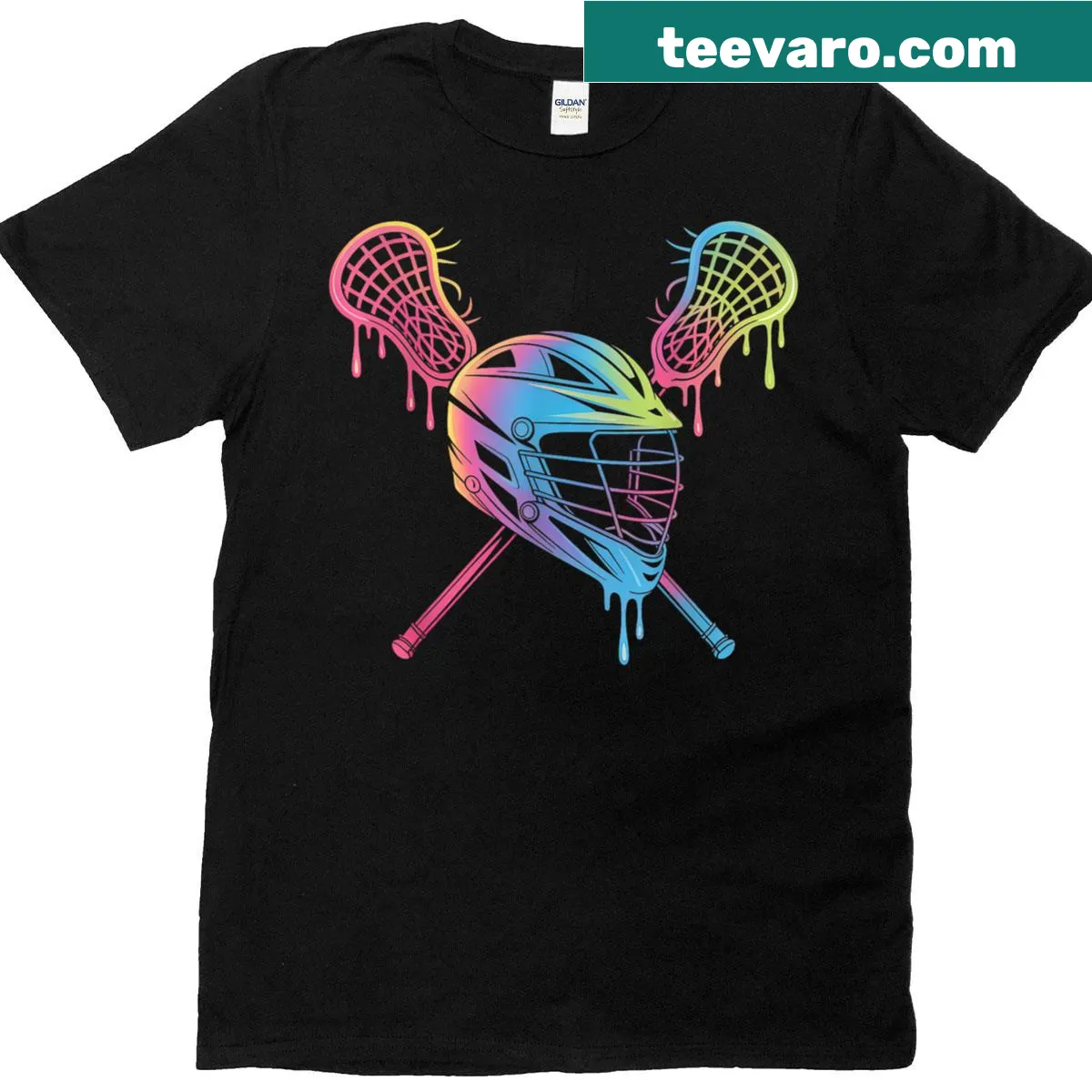 Funny lacrosse-themed t-shirt with a melting ice cream design — on a men's t-shirt