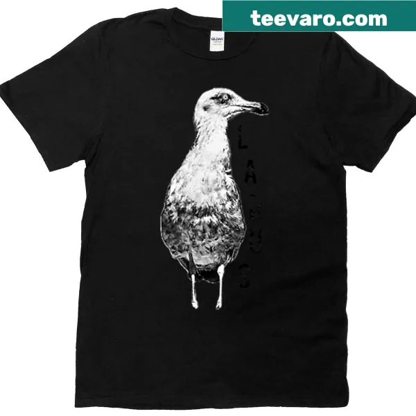 T-shirt featuring an artistic illustration of a seabird