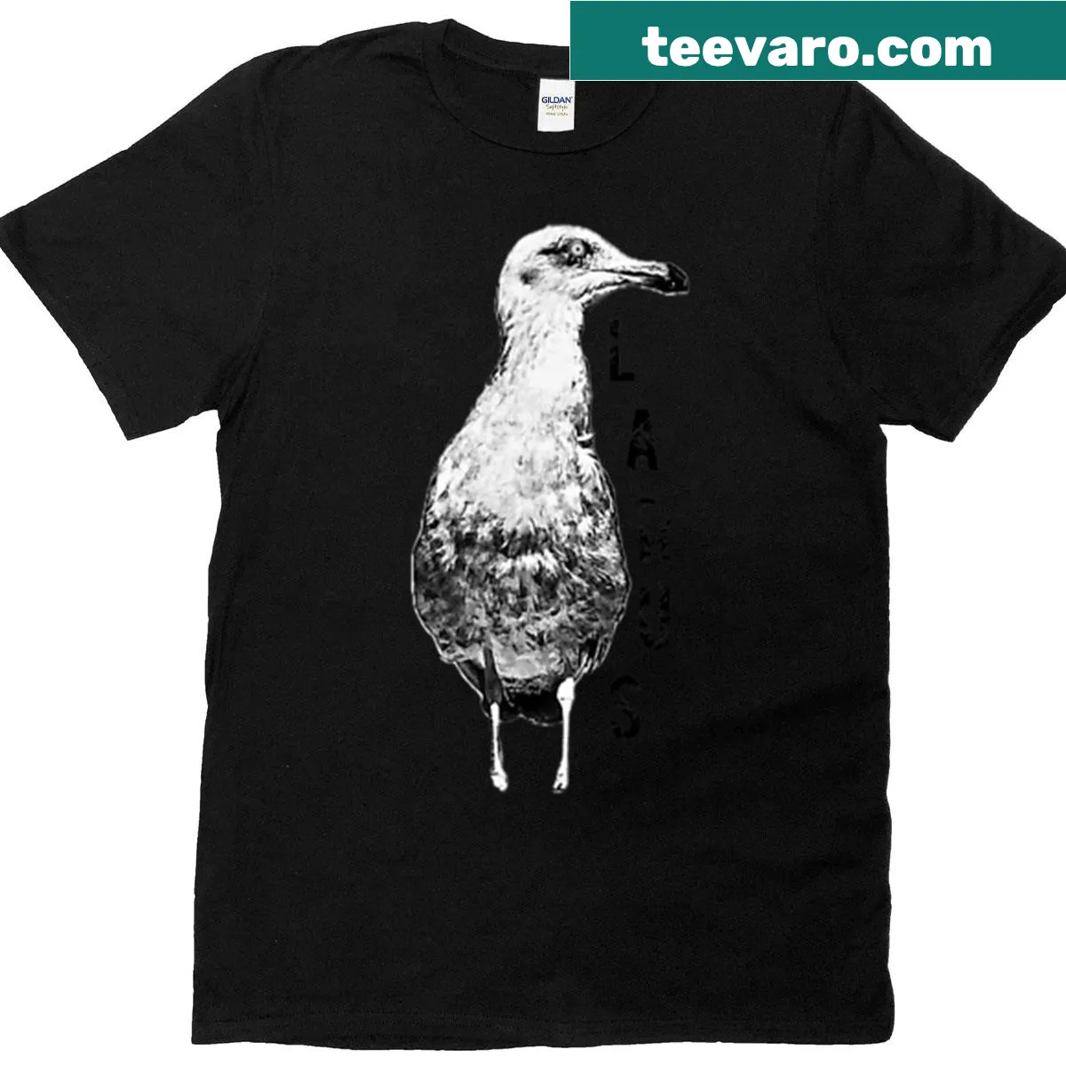 T-shirt featuring an artistic illustration of a seabird — on a men's t-shirt