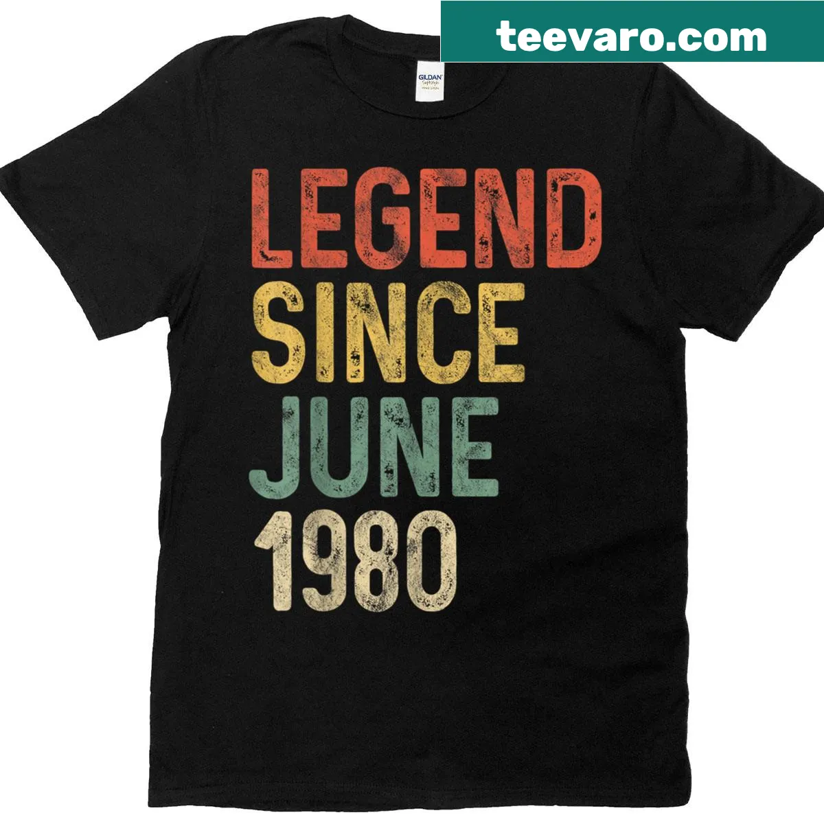 T-shirt celebrating 45th birthday for 1980 legends — on a men's t-shirt