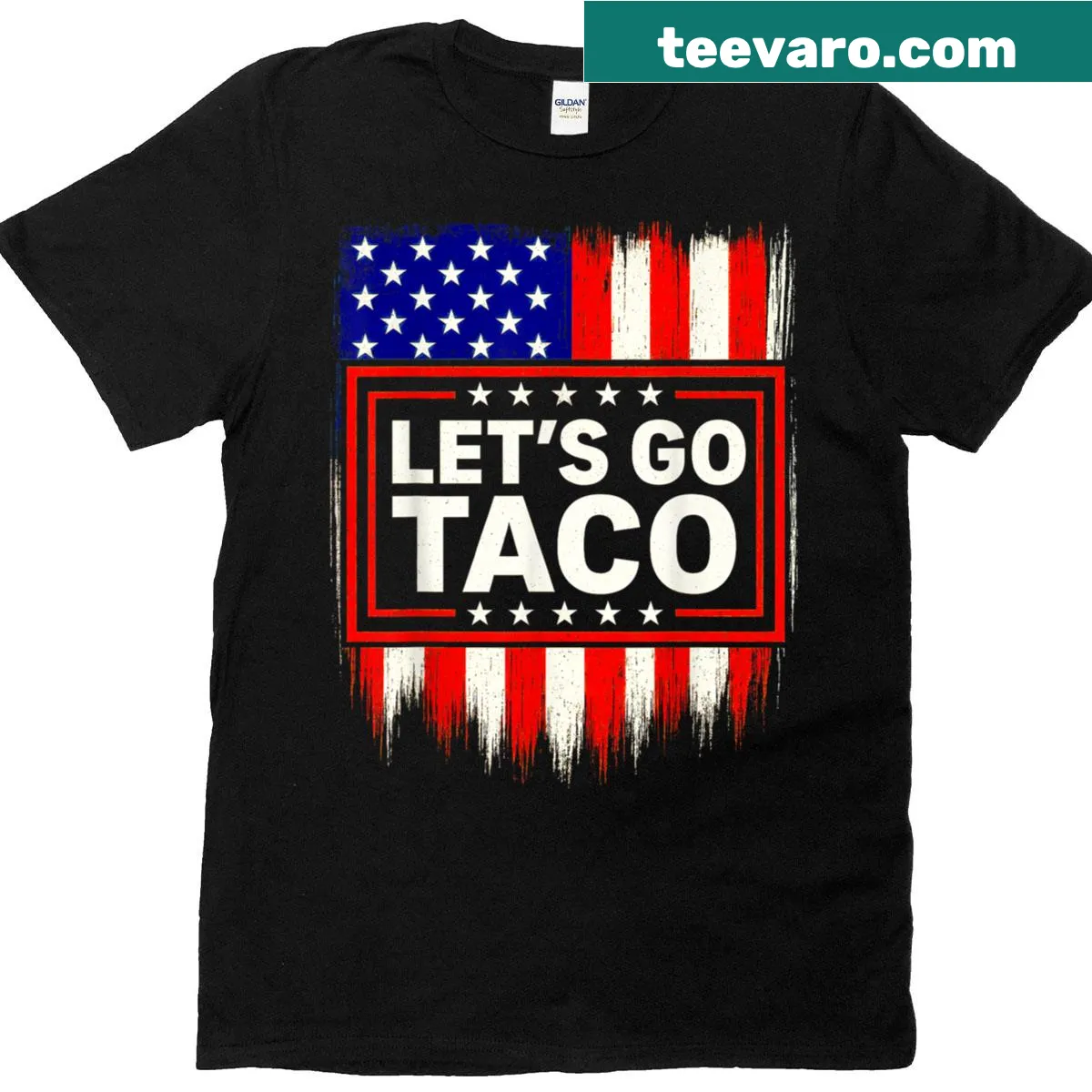 Funny T-shirt with the phrase 'Lets Go Taco' for humor lovers — on a men's t-shirt
