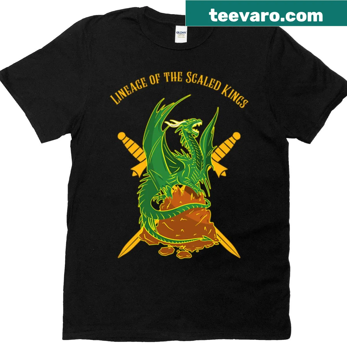 Fantasy T-shirt featuring a detailed illustration of dragons — on a men's t-shirt