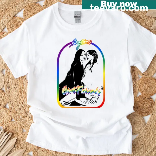 Colorful Lingorm t-shirt with playful rainbow typography