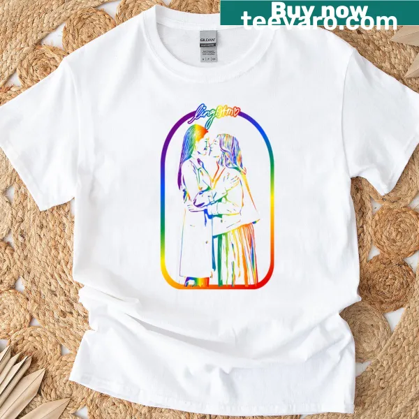 Colorful Lingorm typography t-shirt featuring abstract rainbow design