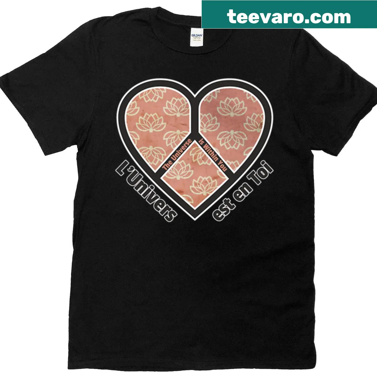 Inspirational T-shirt featuring French text about inner peace — on a men's t-shirt