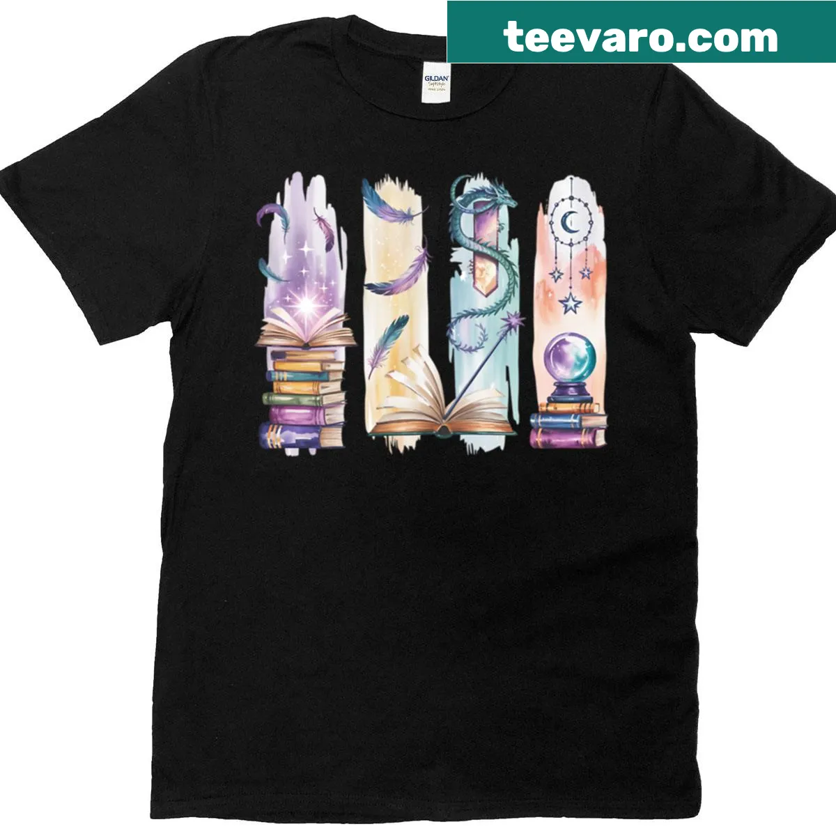 Typographic T-shirt celebrating reading and book lovers — on a men's t-shirt