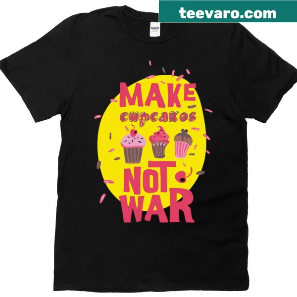 Typography design with the phrase 'Make Cupcakes Not War.'