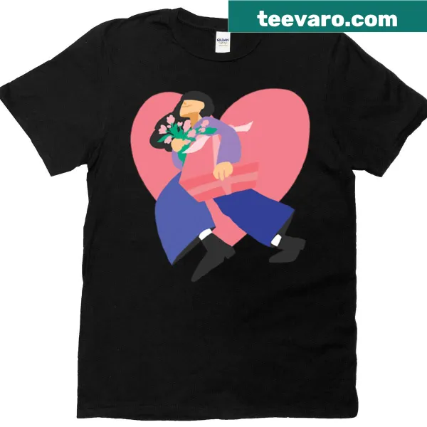 Playful pink love graphic on a t-shirt