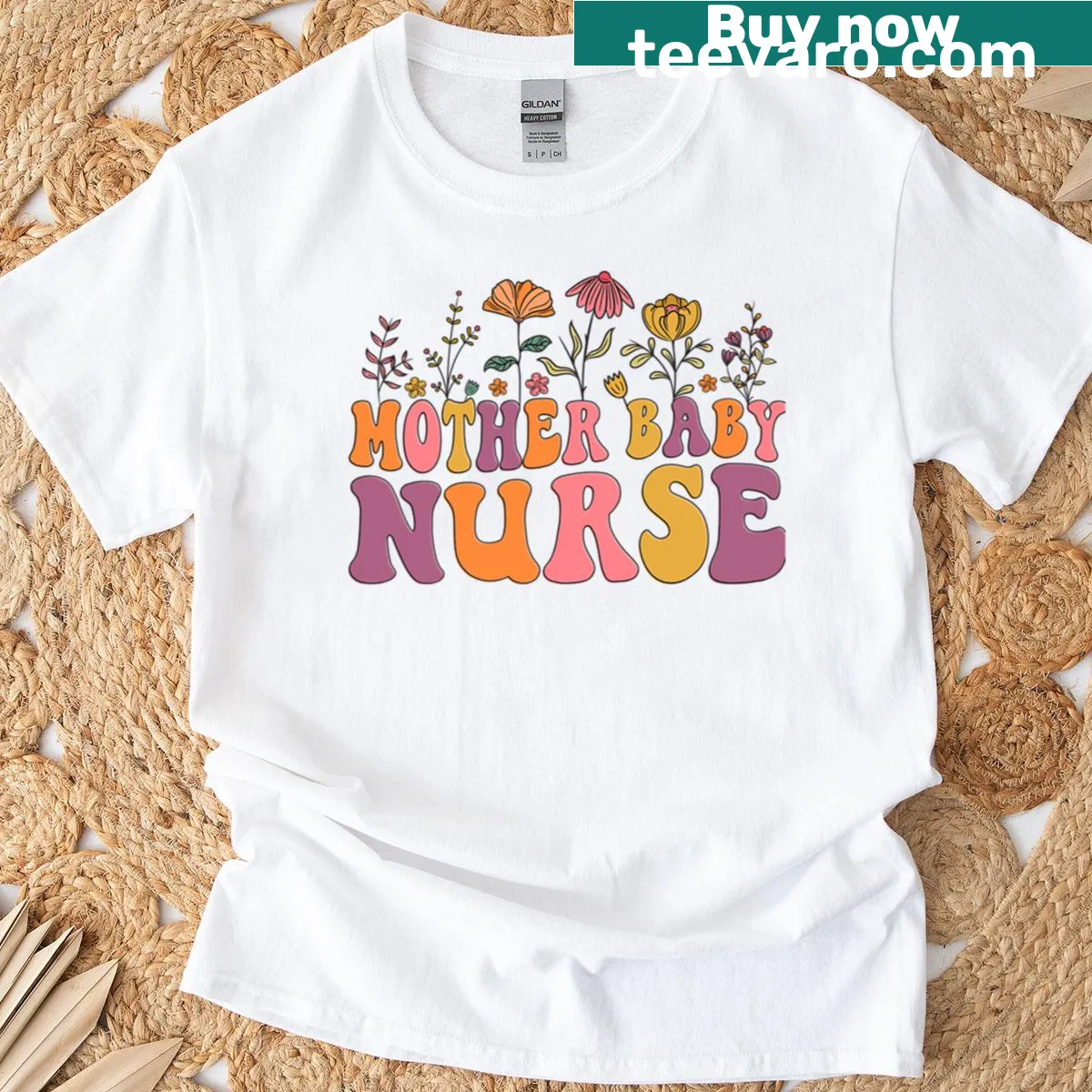 Floral-themed t-shirt for postpartum nurses with heartfelt message — on a men's t-shirt