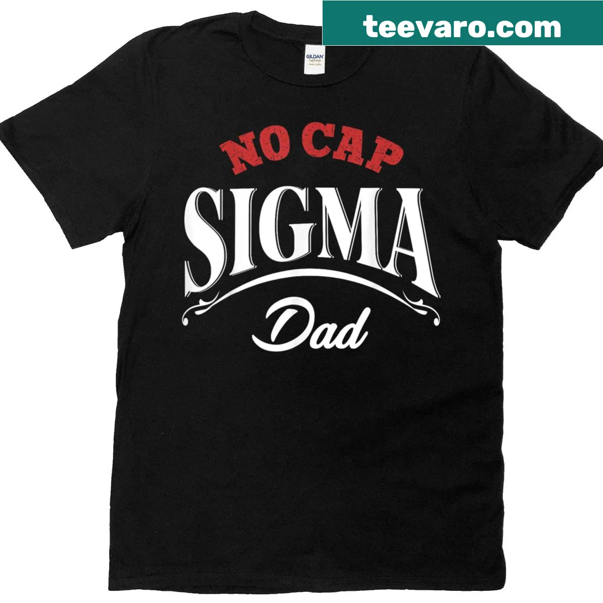 T-shirt featuring the humorous phrase 'No Cap' for Sigma Dads — on a men's t-shirt