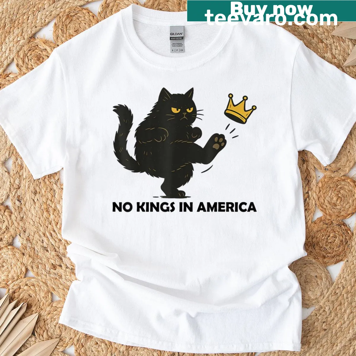 Political T-shirt with No Kings In America and We The People text — on a men's t-shirt