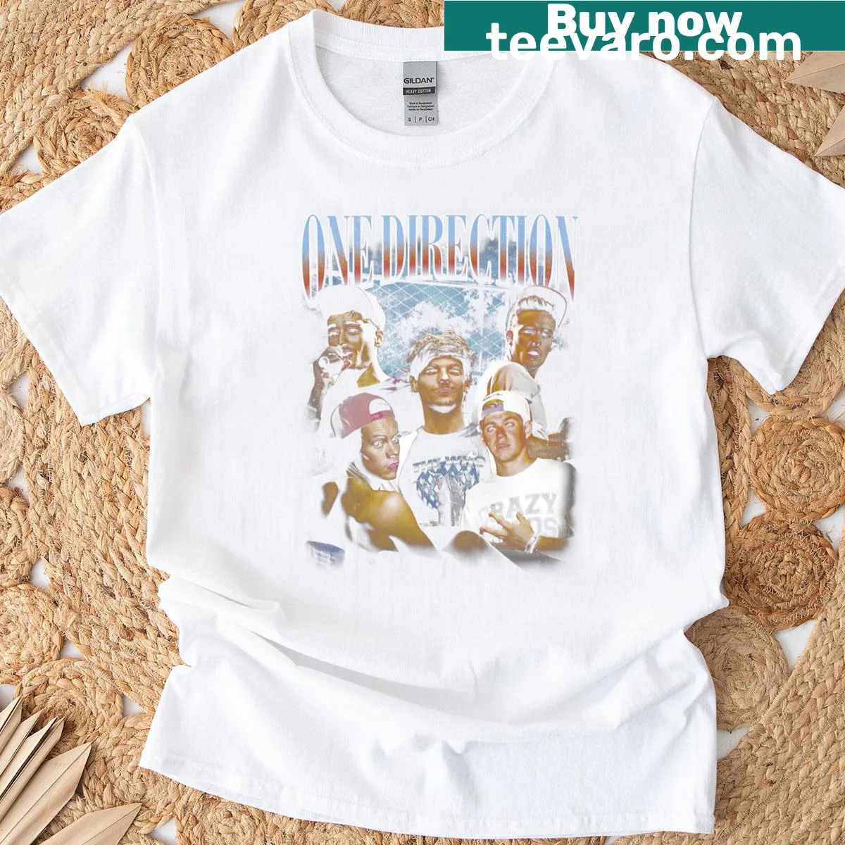 Vintage-style One Direction tee celebrating boy band nostalgia — on a men's t-shirt