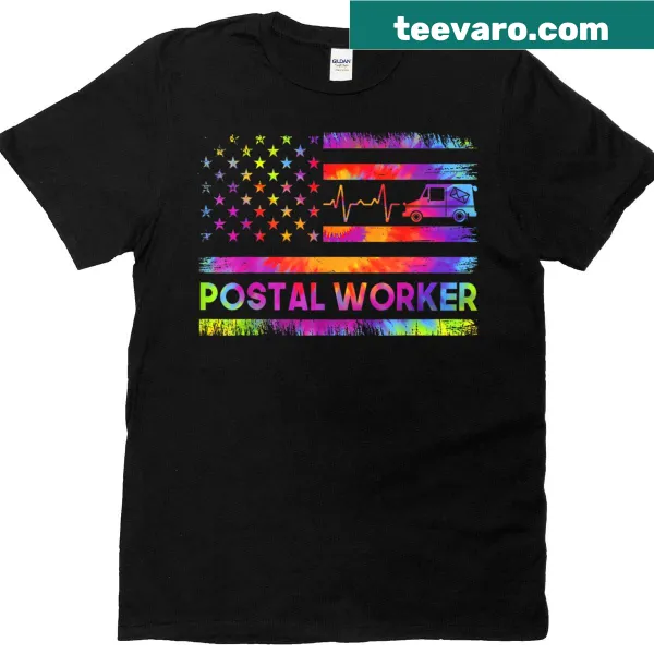 Vintage-style T-shirt featuring USPS and American flag graphic