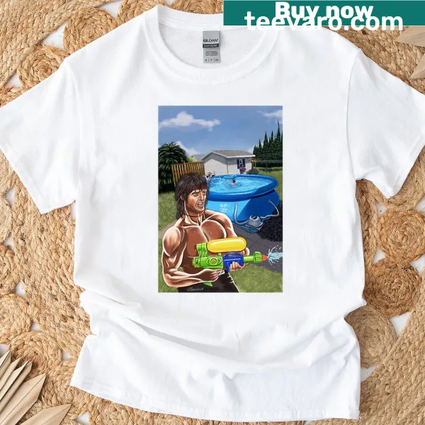 Bold graphic Rambo t-shirt paying homage to the action hero