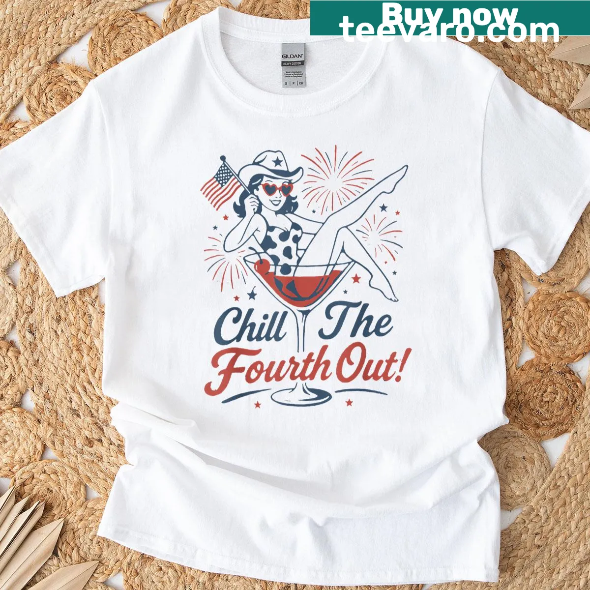 Funny cartoon design with 'Chill The Fourth Out' for July 4th. — on a men's t-shirt