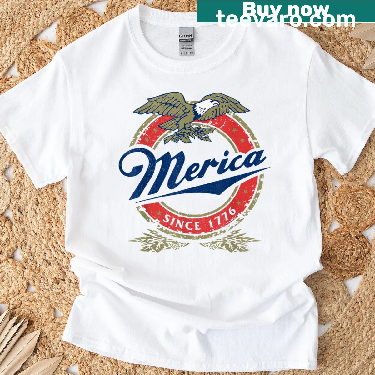Funny eagle illustration T-shirt for the 4th of July — on a men's t-shirt