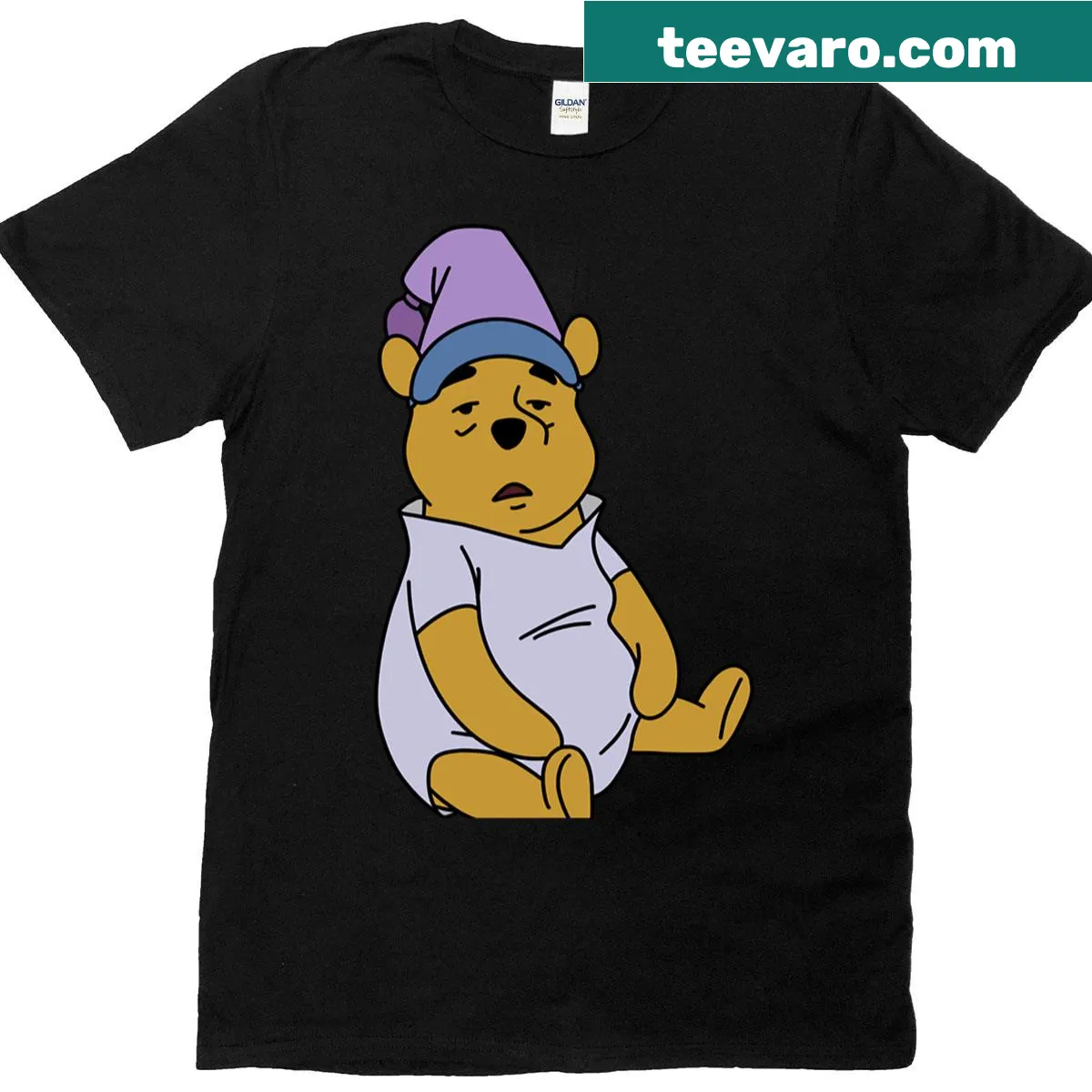 Illustration of a sleepy Pooh on a t-shirt — on a men's t-shirt