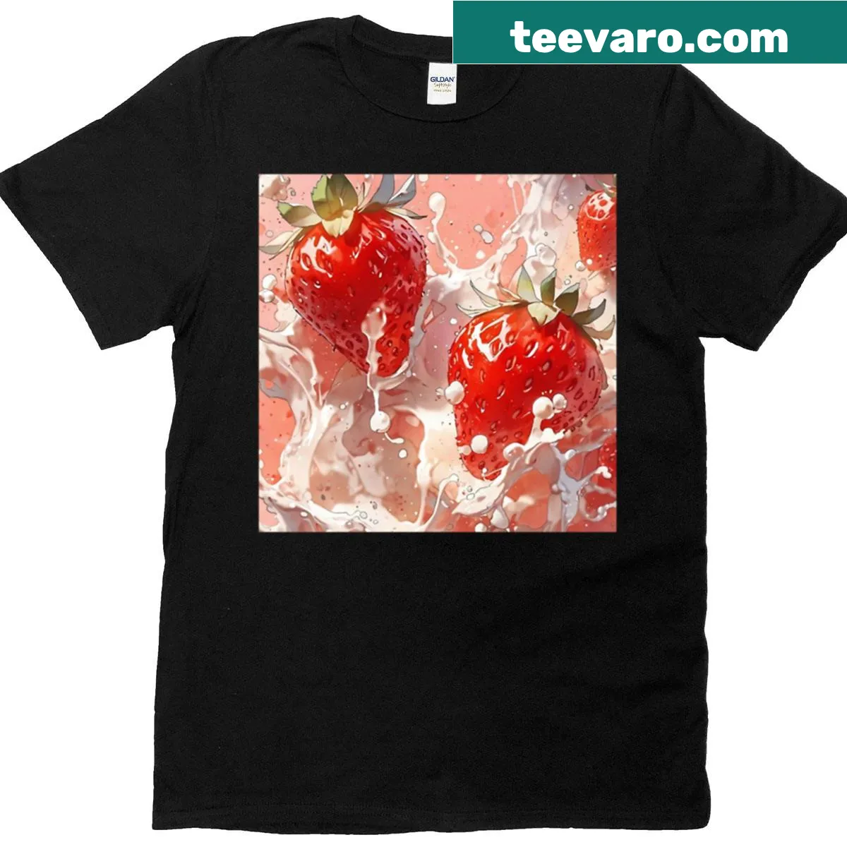 Illustrative T-shirt featuring a cheerful strawberry graphic. — on a men's t-shirt