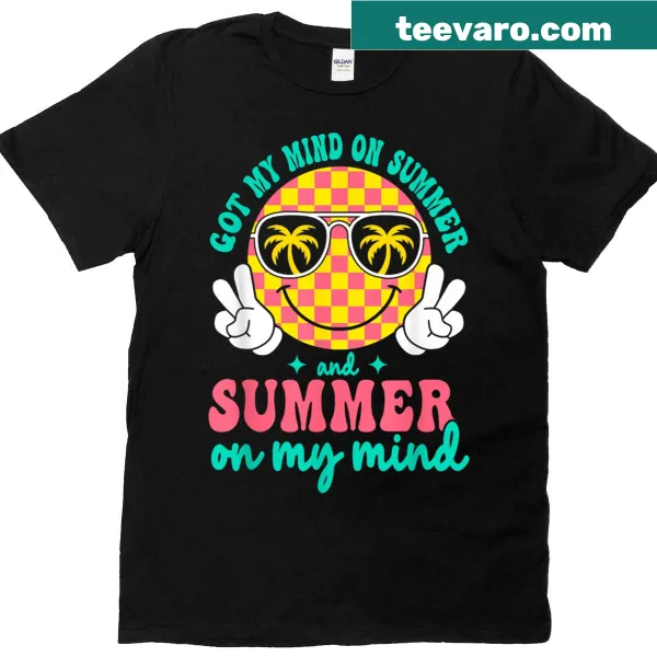 Retro smiley face design on a teacher summer t-shirt