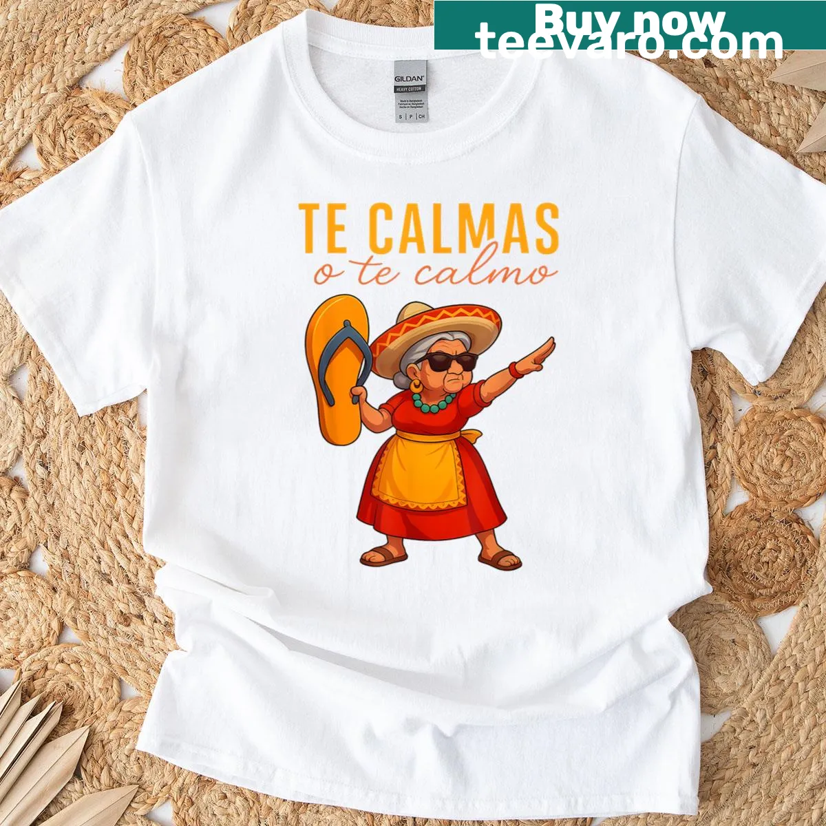 Funny Spanish phrase t-shirt for moms with chancla humor — on a men's t-shirt