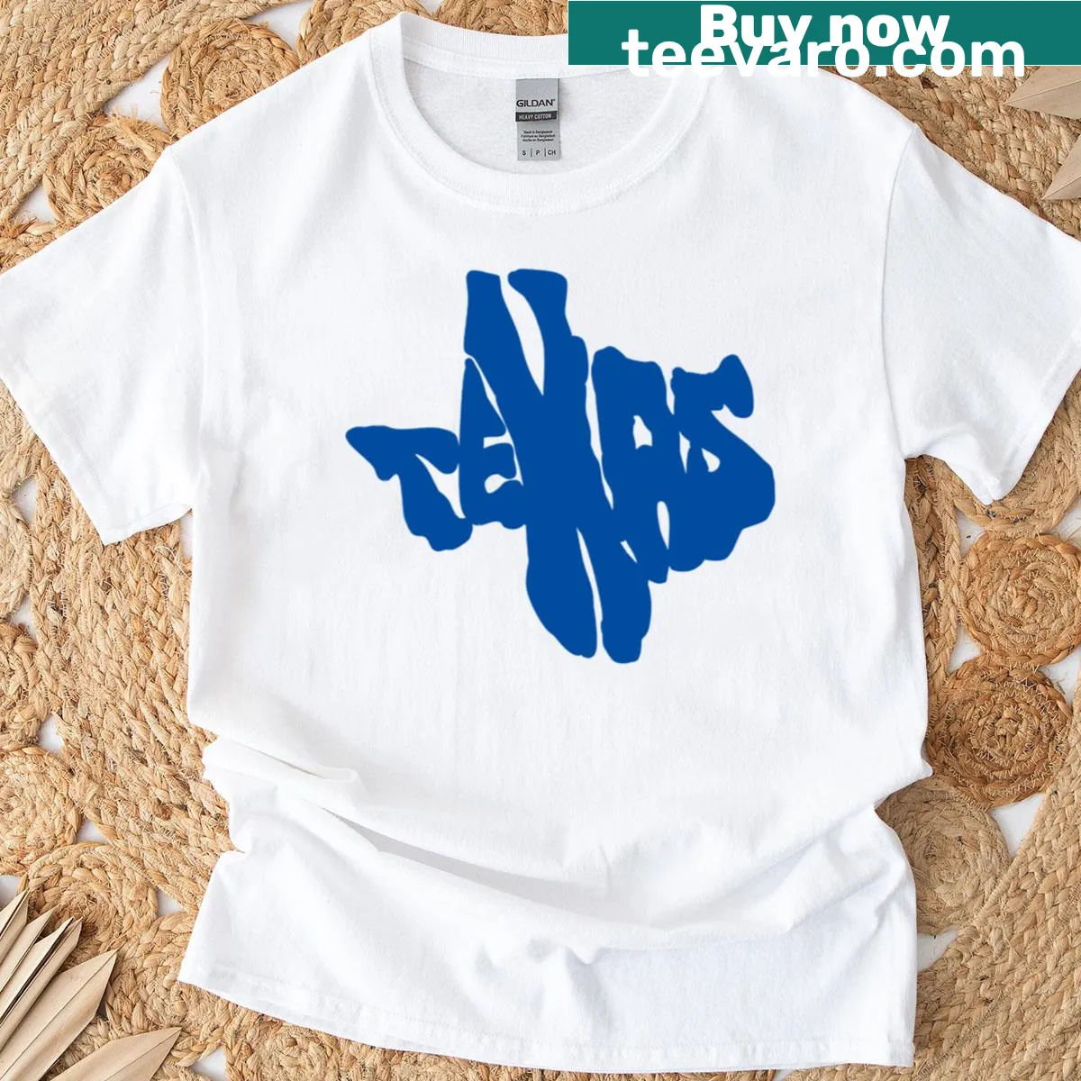 Texas T-shirt featuring bold Texas graphic — on a men's t-shirt