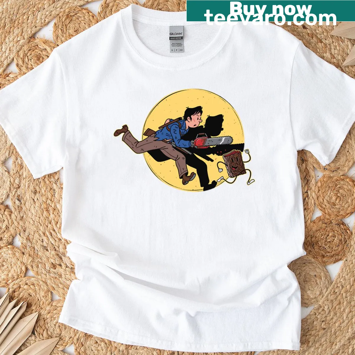 Illustrative design t-shirt depicting adventures of Ashley — on a men's t-shirt